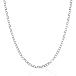 Rhodium Plated 3.0mm Sterling Silver Curb Style Chain