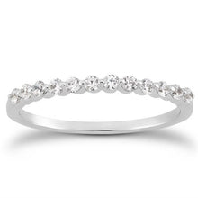 Load image into Gallery viewer, 14k White Gold Floating Diamond Single Shared Prong Wedding Ring Band

