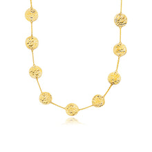 Load image into Gallery viewer, 14k Yellow Gold Textured Disc Long Layering Necklace
