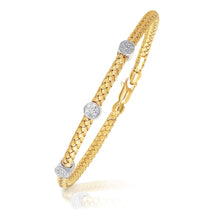 Load image into Gallery viewer, 14k Two-Tone Gold Diamond Accent Station Basket Weave Bracelet
