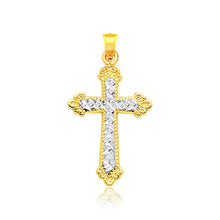 Load image into Gallery viewer, 14k Two Tone Gold Diamond Cut Cross Pendant
