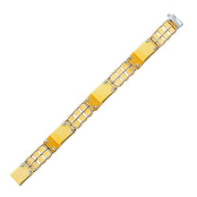 Load image into Gallery viewer, 14k Two-Tone Gold Men&#39;s Bracelet with Screw Embellished Bar Links

