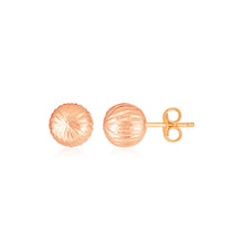 Load image into Gallery viewer, 14K Rose Gold Ball Earrings with Linear Texture
