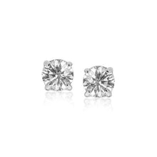 Load image into Gallery viewer, Sterling Silver Stud Earrings with White Hue Faceted Cubic Zirconia
