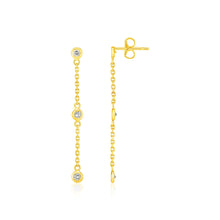 Load image into Gallery viewer, 14k Yellow Gold Chain Dangle Earrings with Diamonds
