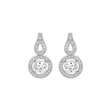 Load image into Gallery viewer, Earrings with Circle and Teardrop Motif with Cubic Zirconia in Sterling Silver
