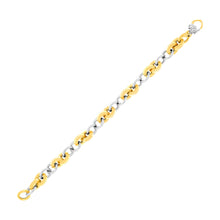 Load image into Gallery viewer, 14k Two-Tone Gold Flat and Rounded Link Bracelet
