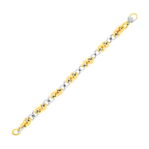 14k Two-Tone Gold Flat and Rounded Link Bracelet