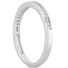 Load image into Gallery viewer, 14k White Gold Slender Channel Set Diamond Wedding Ring Band Set 1/2 Around
