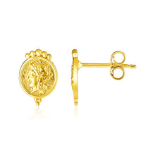 Load image into Gallery viewer, 14k Yellow Gold Roman Coin Earrings
