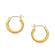 Load image into Gallery viewer, 14k Yellow Gold Fancy Diamond Cut Hoop Earrings (5/8 inch Diameter)
