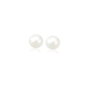 14k Yellow Gold Freshwater Cultured White Pearl Stud Earrings (5.0 mm)