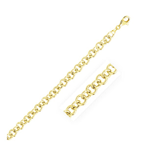 9.0 mm 14k Yellow Gold Link Charm Bracelet