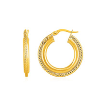Load image into Gallery viewer, Rope Texture Hoop Earrings in 14k Yellow Gold

