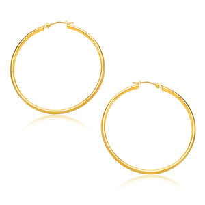 14k Yellow Gold Polished Hoop Earrings (30mm)