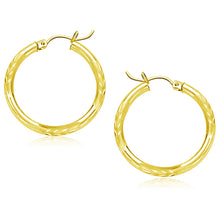 Load image into Gallery viewer, 14k Yellow Gold Diamond Cut Hoop Earrings (25mm)
