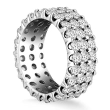 Load image into Gallery viewer, 14k White Gold Triple Band Round Diamond Eternity Ring
