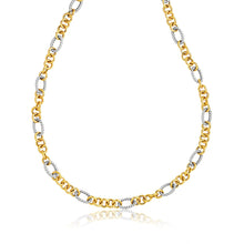 Load image into Gallery viewer, 14k Two-Tone Round and Cable Style Link Necklace
