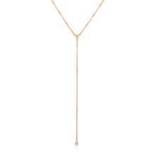 Load image into Gallery viewer, 14k Rose Gold 20 inch Lariat Necklace with Diamonds
