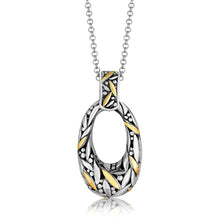 Load image into Gallery viewer, 18k Yellow Gold and Sterling Silver Open Oval Marquise Decorated Pendant
