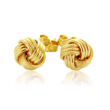 Load image into Gallery viewer, 14k Yellow Gold Love Knot with Ridge Texture Earrings
