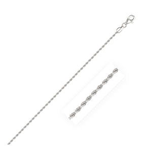 2.0mm 14k White Gold Solid Diamond Cut Rope Bracelet