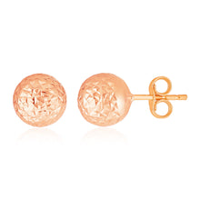 Load image into Gallery viewer, 14k Rose Gold Ball Earrings with Crystal Cut Texture
