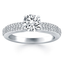 Load image into Gallery viewer, 14k White Gold Triple Row Pave Diamond Engagement Ring
