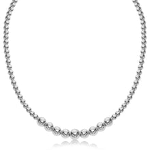 Load image into Gallery viewer, Sterling Silver Rhodium Plated Graduated Motif Polished Bead Necklace
