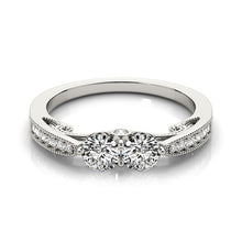 Load image into Gallery viewer, Two Stone Diamond Ring With Milgrain Design In 14k White Gold (3/4 cttw)
