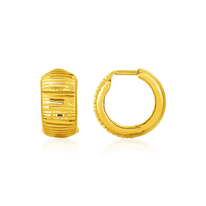 Reversible Textured and Smooth Snuggable Earrings in 10k Yellow Gold