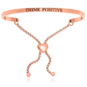 Pink Stainless Steel Think Positive Adjustable Bracelet