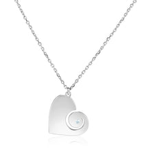 Load image into Gallery viewer, Sterling Silver 18 inch Necklace with Swirl Heart Pendant with Diamond
