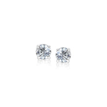Load image into Gallery viewer, 14k White Gold 3mm Faceted White Cubic Zirconia Stud Earrings
