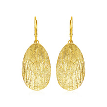Load image into Gallery viewer, Textured Oval Earrings with Yellow Finish in Sterling Silver
