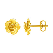 Load image into Gallery viewer, 14k Yellow Gold Post Earrings with Roses
