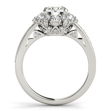 Load image into Gallery viewer, 14k White Gold Antique Style Halo Round Diamond Engagement Ring (2 cttw)
