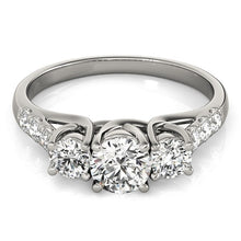 Load image into Gallery viewer, 14k White Gold Trellis Set 3 Stone Round Diamond Engagement Ring (1 1/8 cttw)
