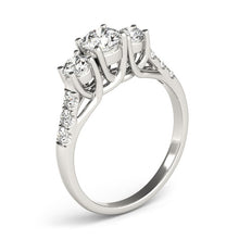 Load image into Gallery viewer, 14k White Gold Trellis Set 3 Stone Round Diamond Engagement Ring (1 1/8 cttw)
