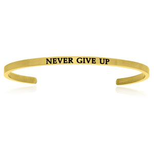 Yellow Stainless Steel Never Give Up Cuff Bracelet