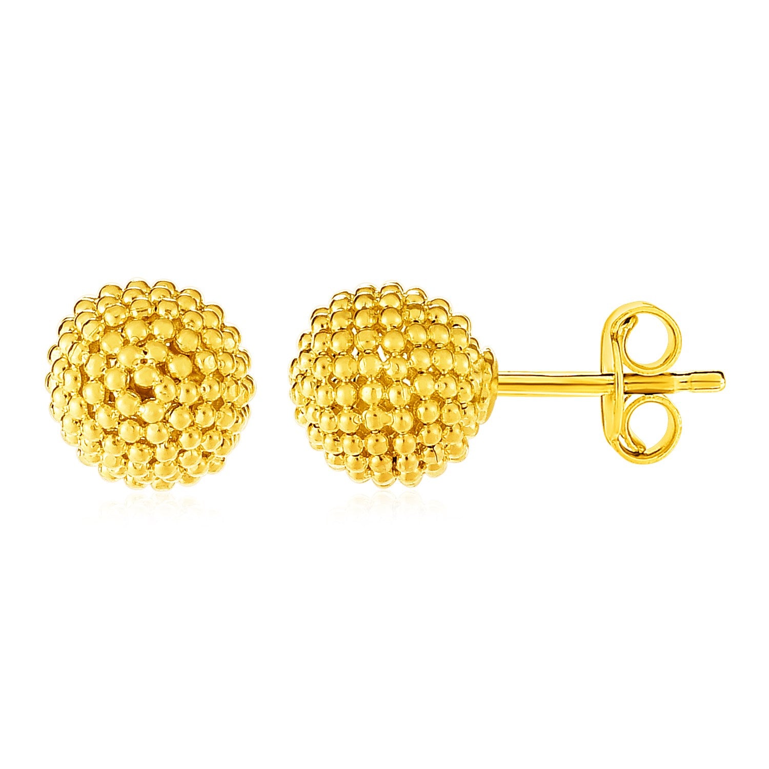 14k Yellow Gold Post Earrings with Beaded Spheres