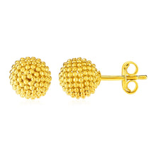 Load image into Gallery viewer, 14k Yellow Gold Post Earrings with Beaded Spheres
