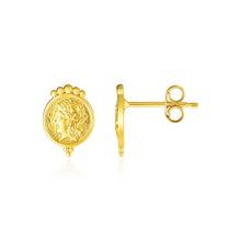 Load image into Gallery viewer, 14k Yellow Gold Cameo Motif Post Earrings

