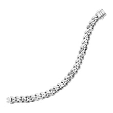 Load image into Gallery viewer, 14k White Gold Polished Curb Chain Bracelet with Diamonds
