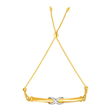 Load image into Gallery viewer, Adjustable Friendship Bracelet with Infinity Motif in 14k Yellow and White Gold
