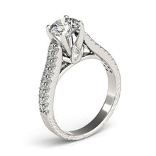 Load image into Gallery viewer, 14k White Gold Round Diamond Engagement Ring with Pave Band (2 cttw)
