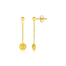 Load image into Gallery viewer, 14k Yellow Gold Dangle Earrings with Textured Knots
