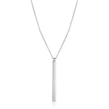 Load image into Gallery viewer, Sterling Silver 24 inch Necklace with Long Polished Bar Pendant
