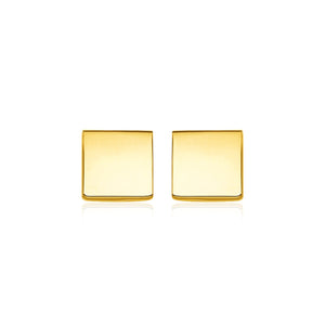 14k Yellow Gold Polished Square Post Earrings