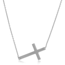 Load image into Gallery viewer, 14k White Gold Plain Cross Motif Necklace
